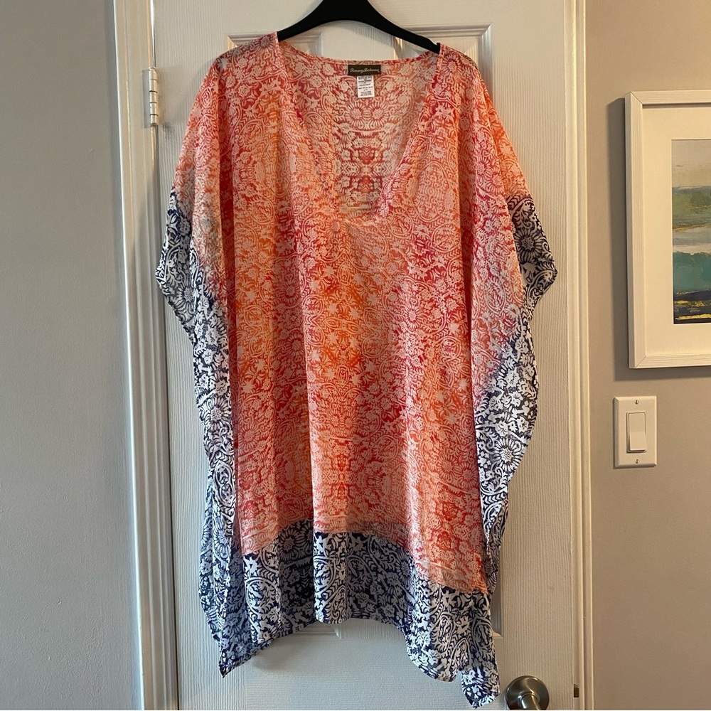 Tommy Bahama XL Coral and Navy Swim Coverup